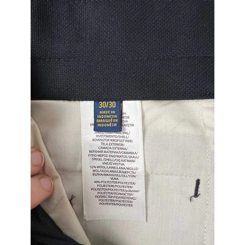 Polo Ralph Lauren Mens 30/30 Wool Blend Cuffed Dress Pants Navy Blue Flat Front - Picture 4 of 8
